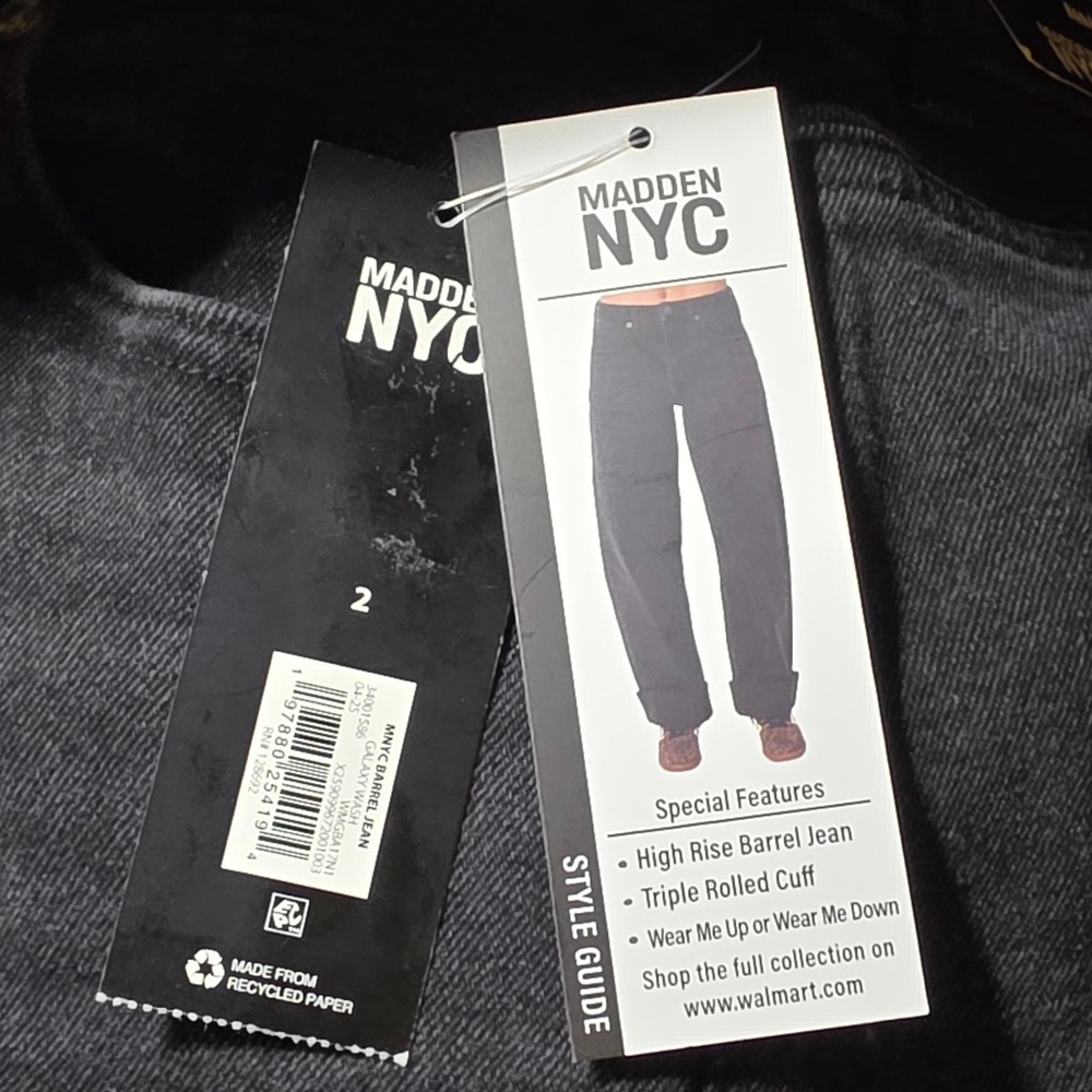 NWT Madden NYC Women's Y2K Barrel Jeans Galaxy Wash Size 2 Relaxed Mid-Rise - Picture 10 of 13